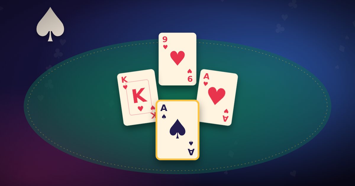 Callbreak: four cards played in a trick with the ace of spades as trump winning it