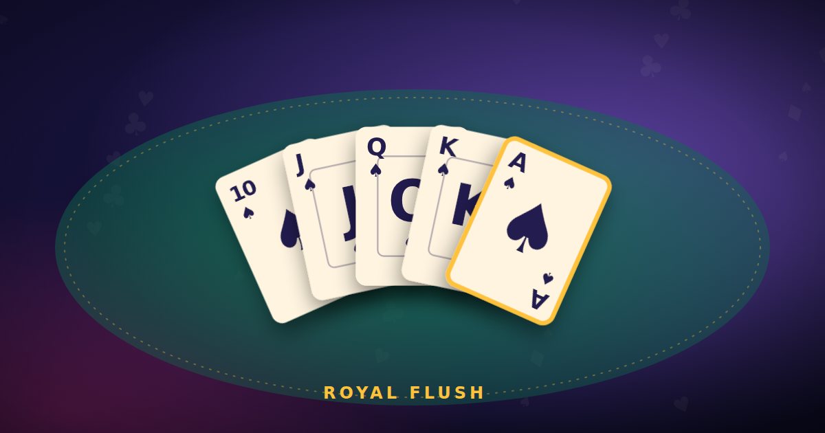 Poker hand rankings: a royal flush of spades fanned out, ten to ace