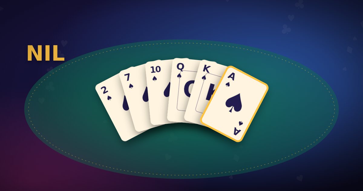 Spades: a winning hand of spades with the ace of spades in front
