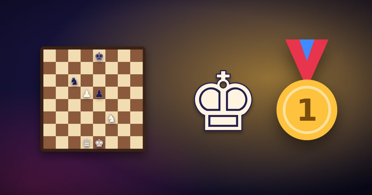 A gold medal beside a chess king and a chessboard, for the Chess Olympiad