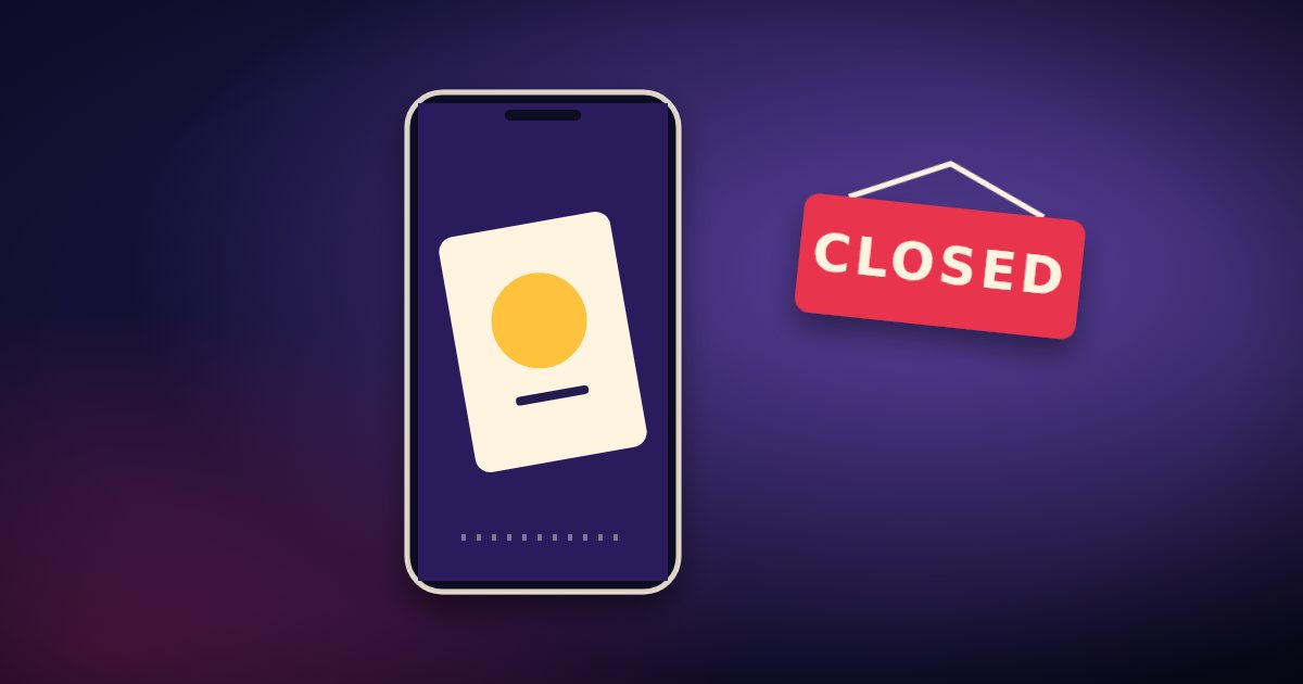 Swipe-style story cards on a phone with a closed sign, for a studio closing
