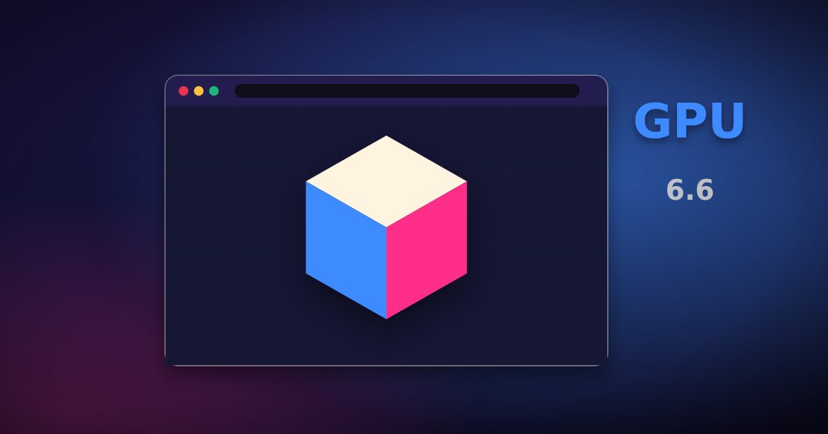 A browser window rendering a 3D cube, for a game engine’s WebGPU support